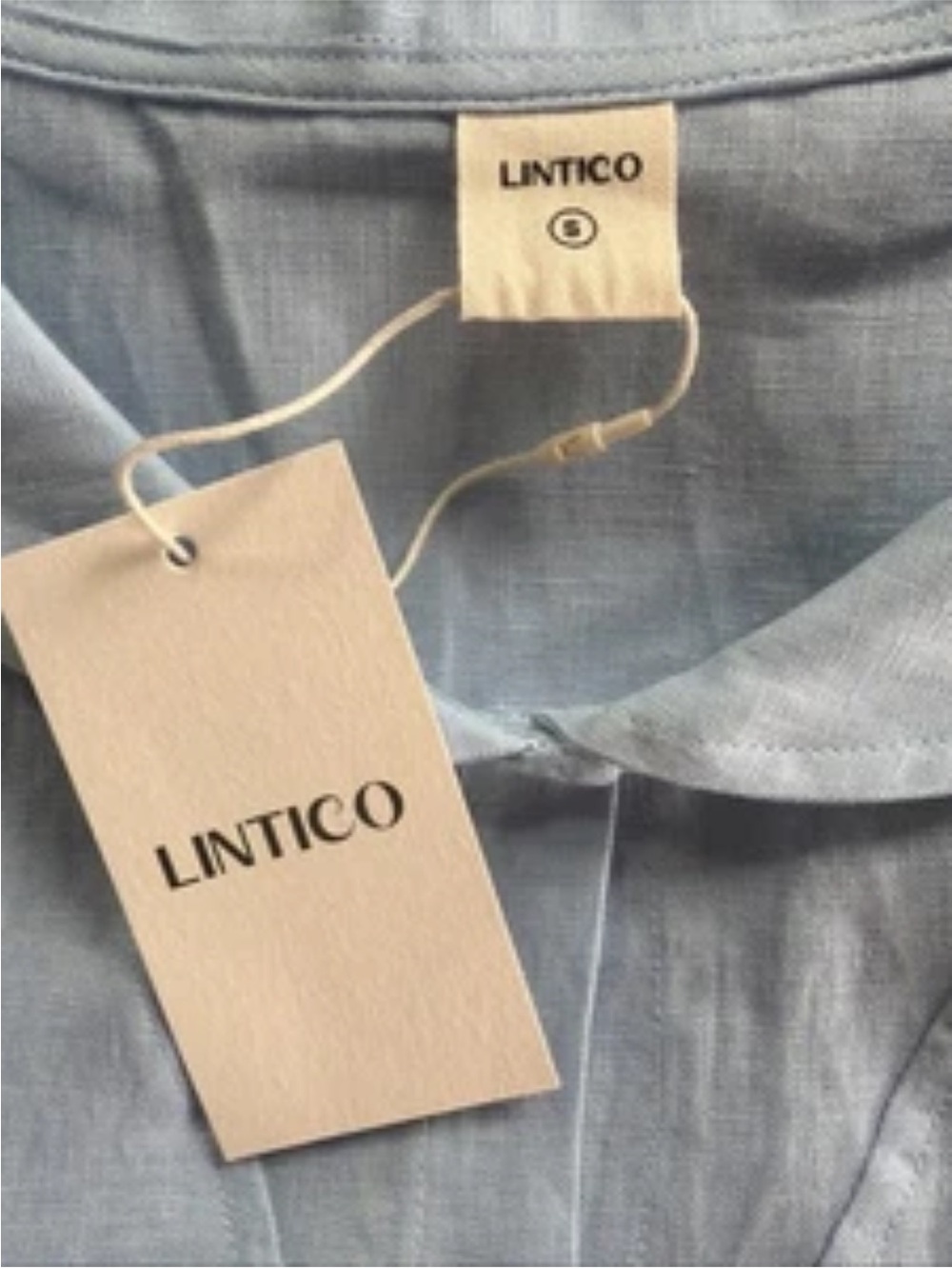 NWT Lintico 100% Linen Shawl V-Neck Half Sleeve Top JADE Baby Blue Size Small - Picture 6 of 12